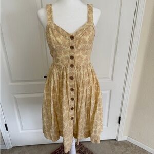 Maeve Anthropologie Beige Floral Button-Down Dress